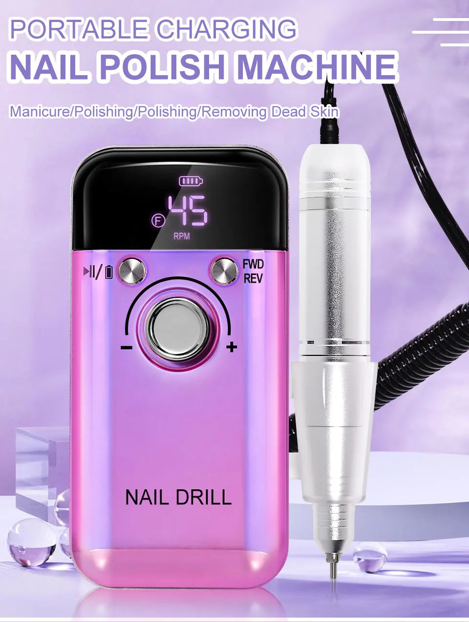 Professional 45000RPM Electric Nail Drill Machine Portable Manicure Tool - Smarsty