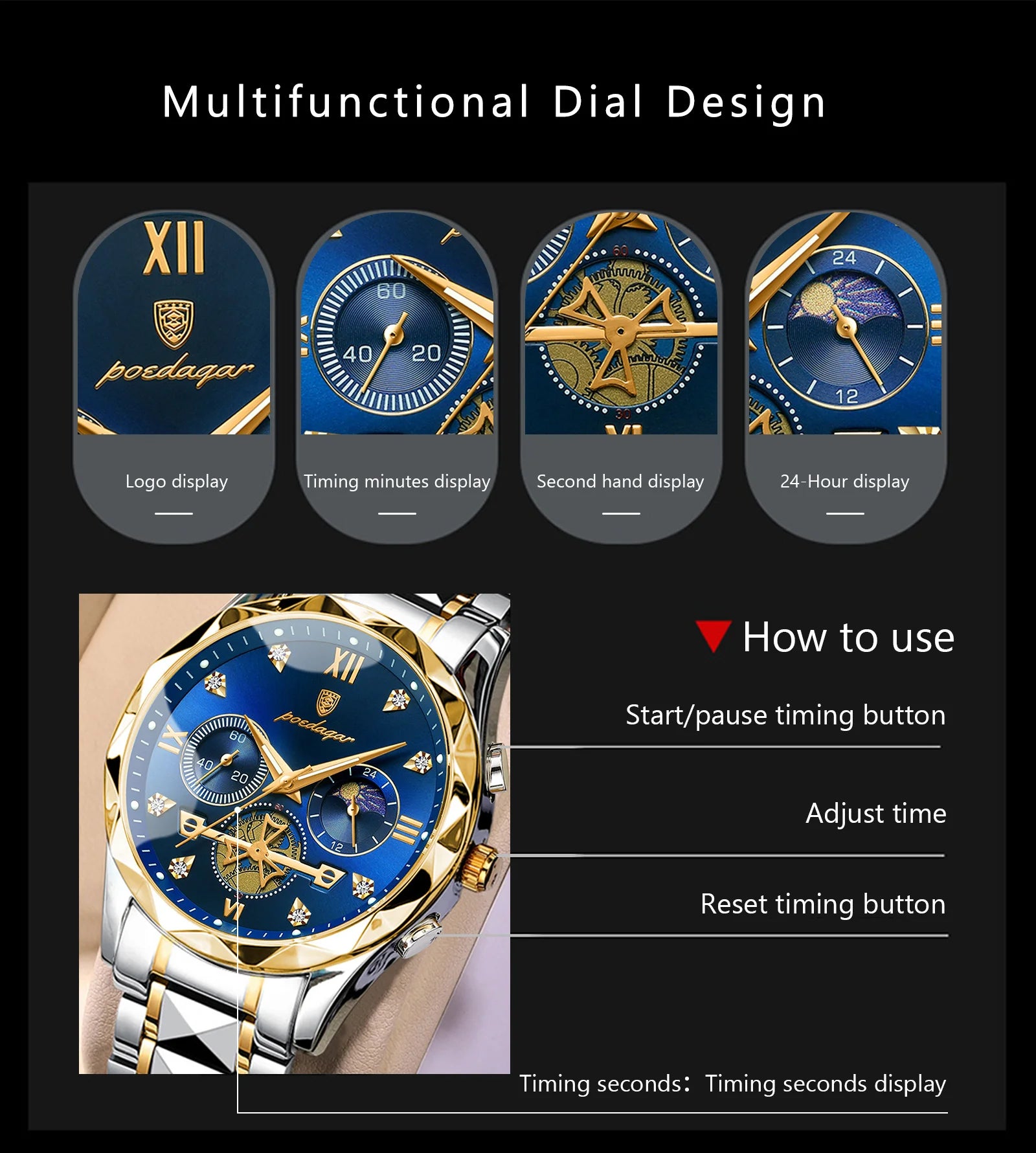Luxury Waterproof Chronograph Watch for Men - Smarsty