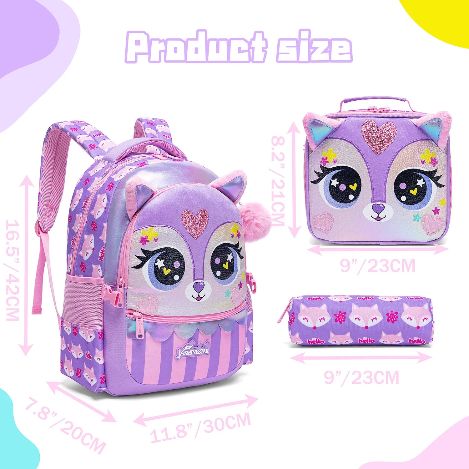 Girls School Backpack Set With Lunch Box And Pencil Case - Smarsty