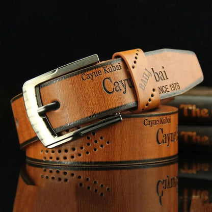 Men's Leather Belt Classic Buckle Vintage Waistband - Smarsty