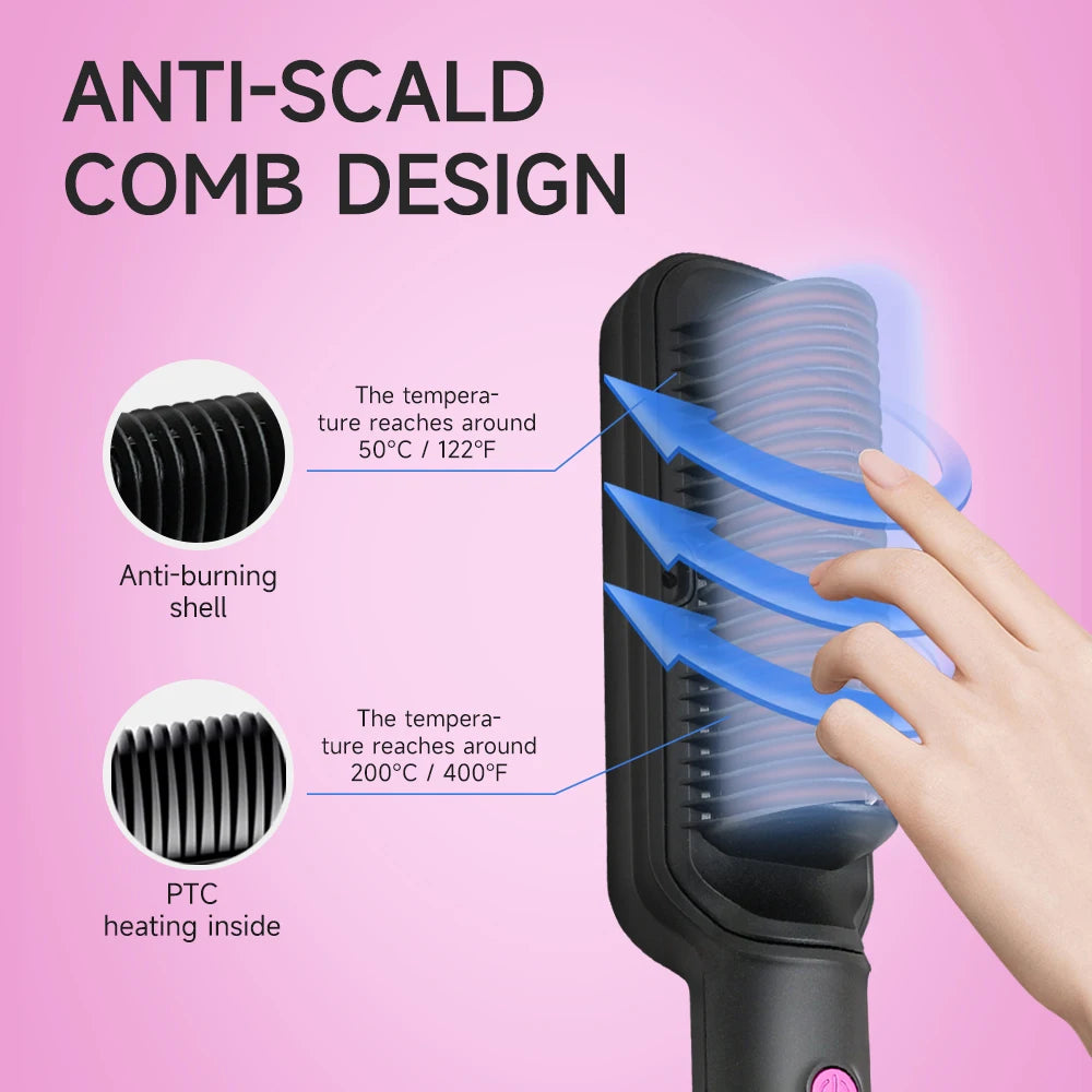 OUDIM Ionic Hair Straightener Brush with Six Temperature Settings - Smarsty