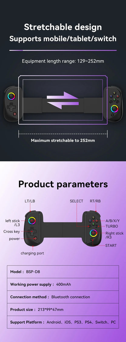 Wireless Bluetooth Game Controller for PS4 Switch Mobile - Smarsty