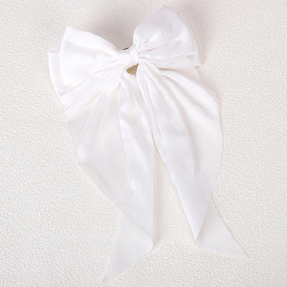 Girls Elegant Big Bow Satin Hair Clip Accessory - Smarsty