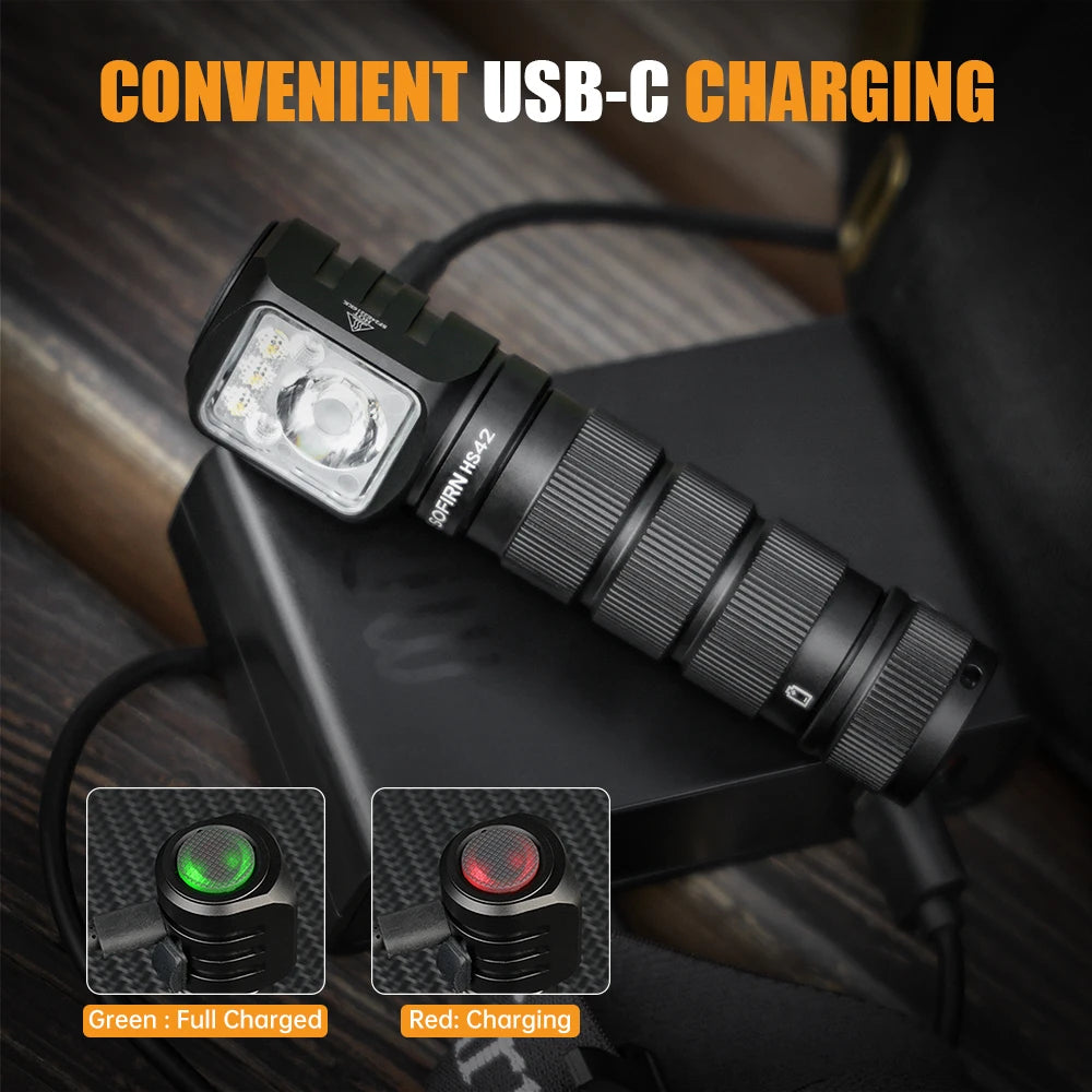 SOFIRN HS42 Headlamp 2100lm 18650 EDC USB C Rechargeable with Power Bank Flashlight SST40 LED Torch with Magnetic for Camping