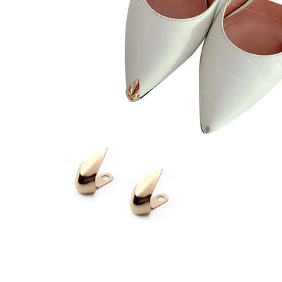 Women High Heel Metal Toe Cap Wear and Tear Concealer Anti-kicking Leather Shoes Point Protector Flat Shoe Tips Cap Accessorices - Smarsty