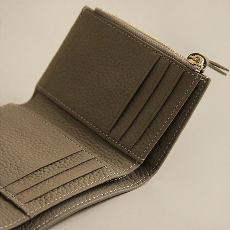 New PU Leather Small For Women Wallet Luxury Envelope Card Holder Brand Designer Multipurpose Zip Coin Cowhide Short Purse 2024