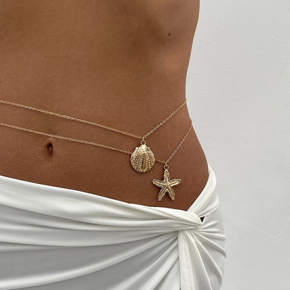 Charming Double Layer Sea Starfish Belly Chain Jewelry - Smarsty