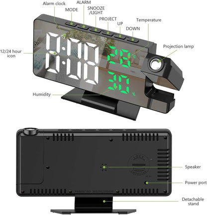 LED Digital Alarm Clock with Projection and Snooze Feature - Smarsty