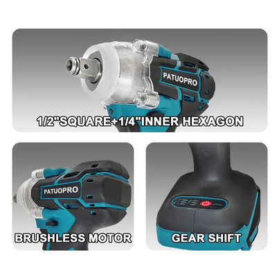 500N.m Brushless Cordless Impact Wrench for Home DIY - Smarsty