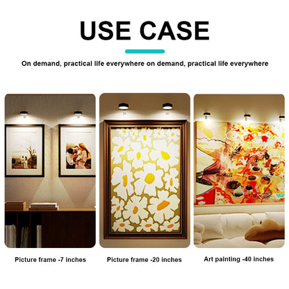 2/3pc Rechargeable Picture Light Magnetic LED Painting Light with Remote and Timer Art Display Light Dimmable 3 Lighting Modes