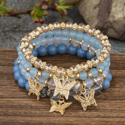 Trendy Butterfly Beaded Bracelet Set for Women - Smarsty