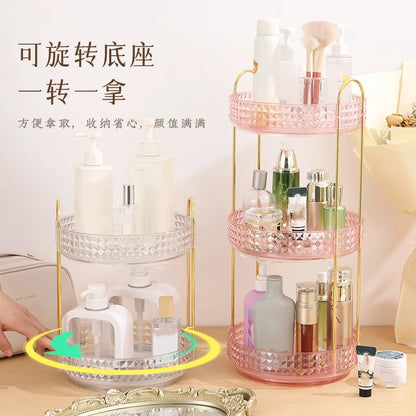 Multifunctional Lipstick Storage Box Rotating Drawer Makeup Box Transparent Desktop Skin Care Product Storage Rack by Smarsty
