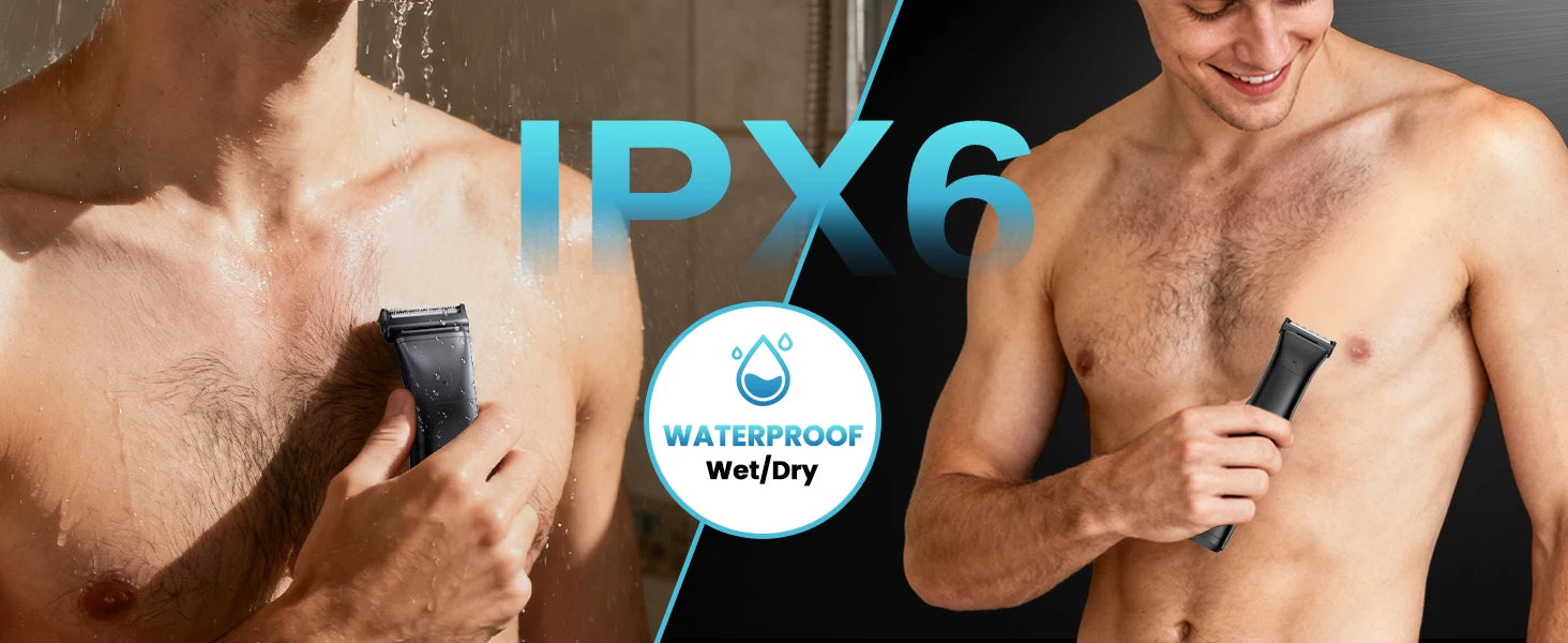 MAXGROOM 3 in 1 Men Bidirectional Body Hair Trimmer Electric Shaver IPX6 Waterproof Double-edged Razor Whole Body Hair Trimmer