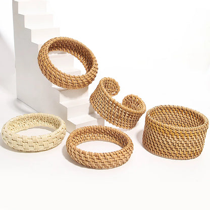 Boho Bamboo Rattan Weave Bracelet for Women - Smarsty