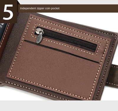 Men's Wallet with Hasp Business Card Holder Case Male Short Purse PU Leather Money Bag for Men Credit Card Wallets - Smarsty