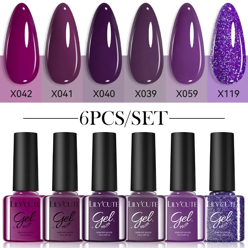 LILYCUTE 6 Piece Coffee Gel Nail Polish Set - Smarsty