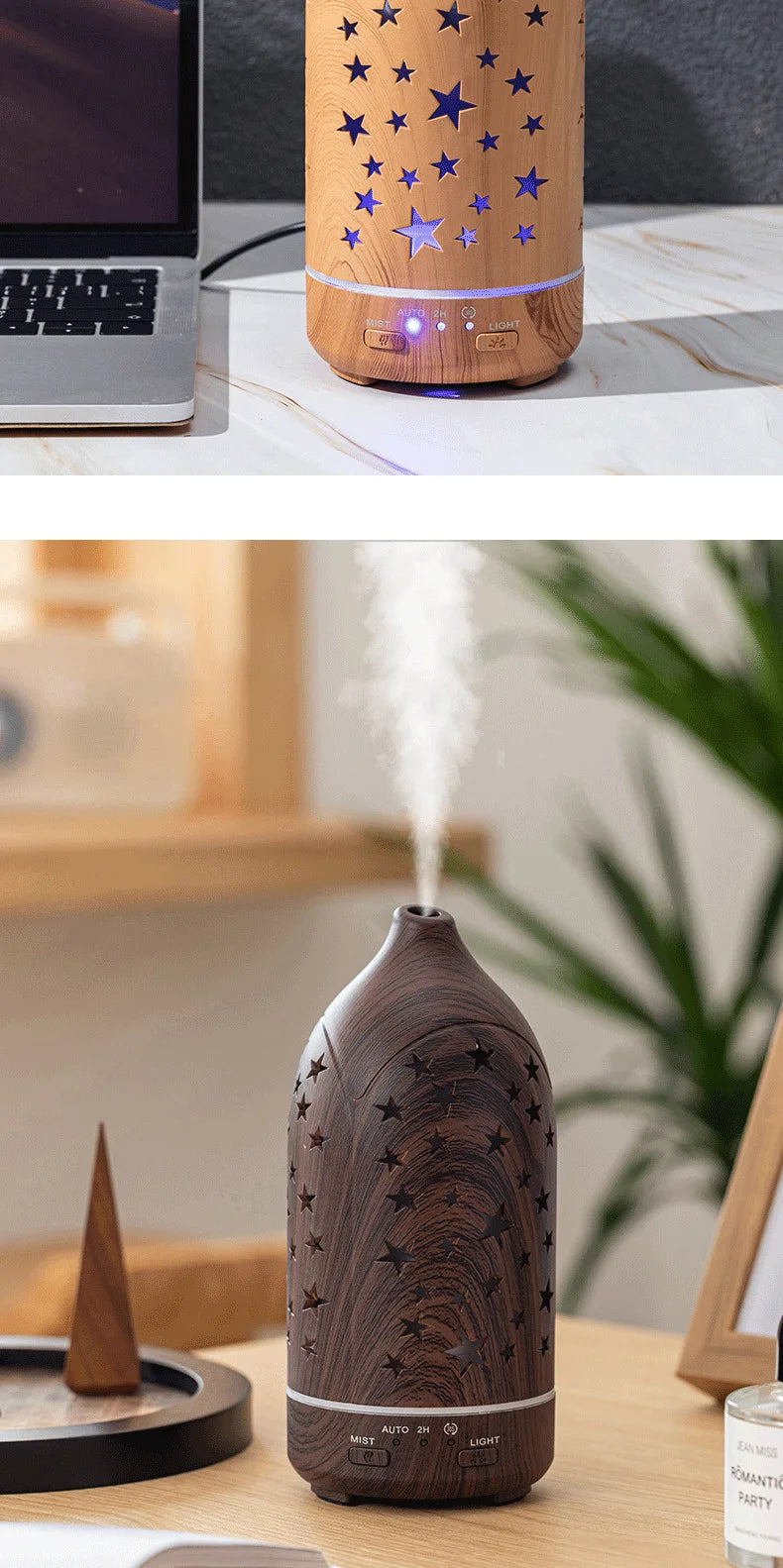 Ultrasonic Essential Oil Diffuser with LED lights 100ml Water Tank Adjustable Cool Mist Modes for Aromatherapy and Humidifying
