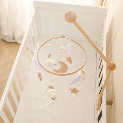 Baby Crib Mobile Bed Bell Rattle Toys Wooden Crochet Stars Pendant Bed Bell Toys Newborn Comfort Crib Bracket Hanging Toys Gifts by Smarsty