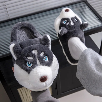 Plus Size 50 Indoor Fluffy Slippers For Women Men Winter Warm Shoes Cute Cartoon Dog Light Weight Couples Home Floor Slipper - Smarsty