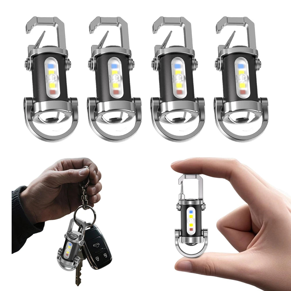 Mini Flashlight Multifunctional COB LED Keychain Flashlight 7 Gear Ultralight Camping Flashlight Waterproof for Camping Hiking