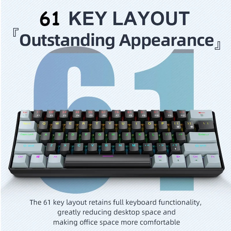 Sixty Percent Mechanical Keyboard With USB Wired Compact