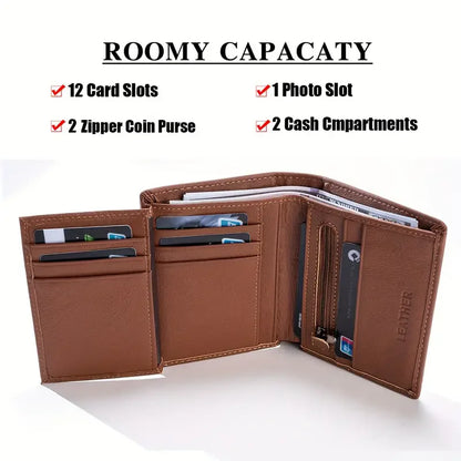 men's wallet Genuine Leather Wallets For Men Coin Purse Vintage Vertical Short  Credit Card Holder Money Bag Men's RFID wallet - Smarsty