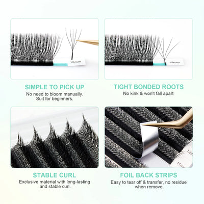 NAGARAKU 3D W Shape Premade Fans Eyelash Extensions - Smarsty