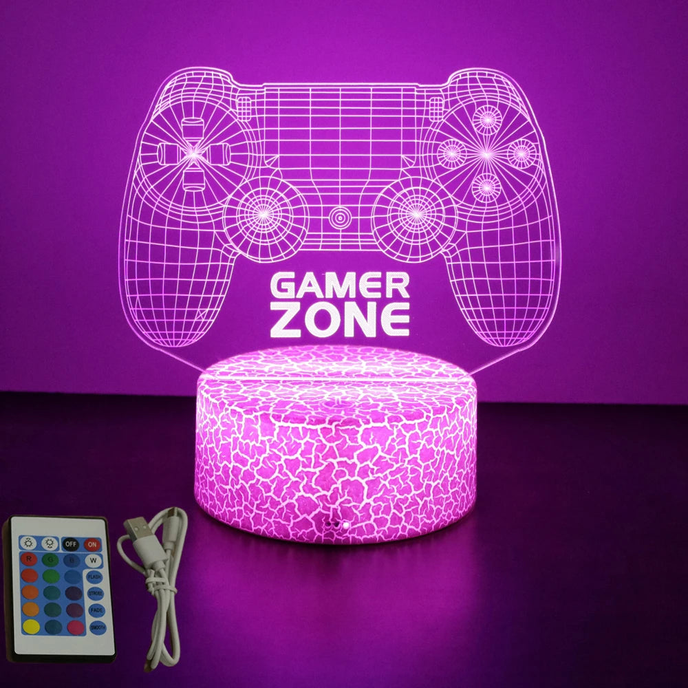 Neon Gamer 3D LED Night Light for Kids - Smarsty