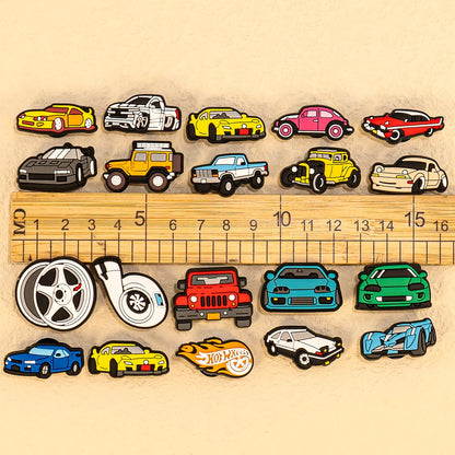 1-20pcs Car Shoe Charms Cool Vehicle Shoe Accessories Cartoon Decorations Pins for Men Boys Kids DIY Clog Buckle Garden Sandal