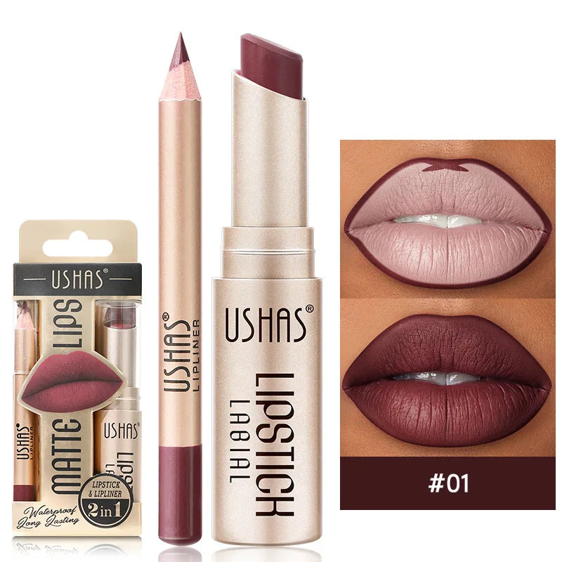 Matte Lipstick and Lip Liner Set Waterproof Long Lasting - Smarsty