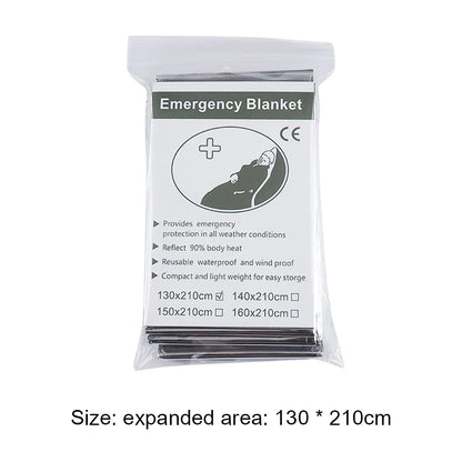 1-10PCS Emergency Blanket Outdoor Survive First Aid Military Rescue Kit Windproof Waterproof Foil Thermal Blanket for Camping by Smarsty