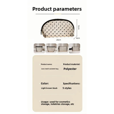 Mesh Heart Makeup Bags Waterproof Washable Organizer - Smarsty