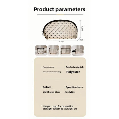 Mesh Heart Makeup Bags Waterproof Washable Organizer - Smarsty