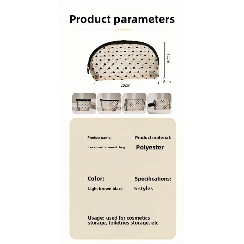 Mesh Heart Makeup Bags Waterproof Washable Organizer - Smarsty