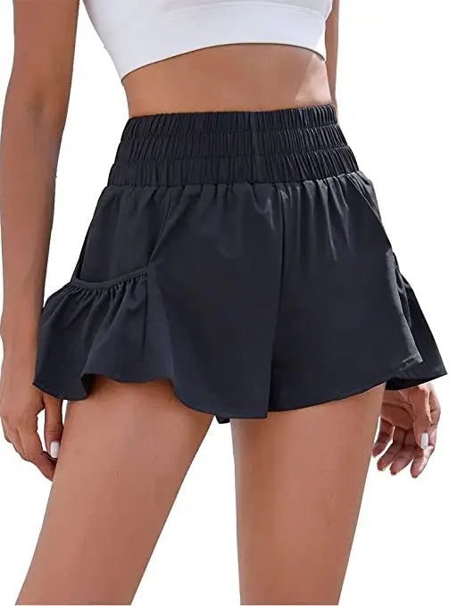 Hotty Hot Solid Color Tennis Skirt Yoga Shorts for Women's Gym Sportswear Pocket Loose Sport Outfit Fitness Runing Workout Short - Smarsty