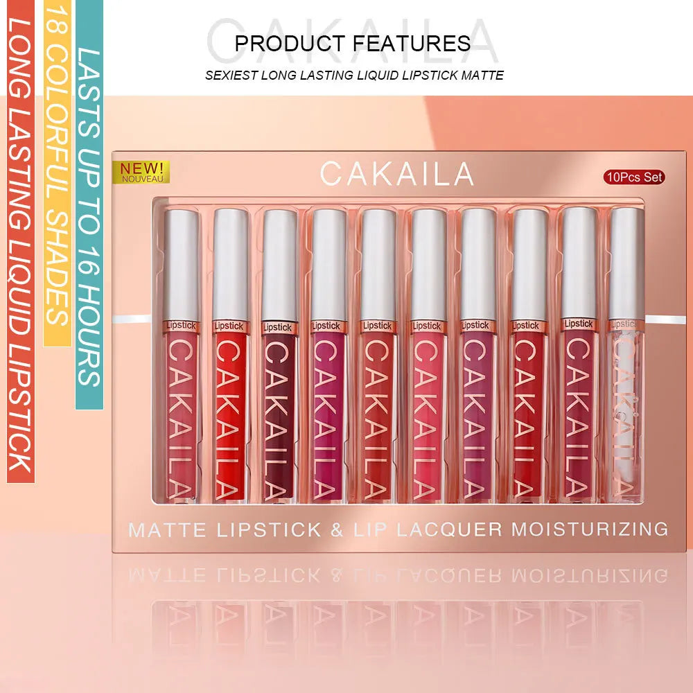CAKAILA 10 Piece Nude Lip Gloss Set Long Lasting Velvet Finish - Smarsty
