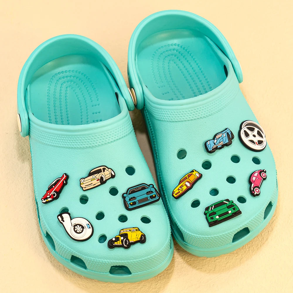 1-20pcs Car Shoe Charms Cool Vehicle Shoe Accessories Cartoon Decorations Pins for Men Boys Kids DIY Clog Buckle Garden Sandal