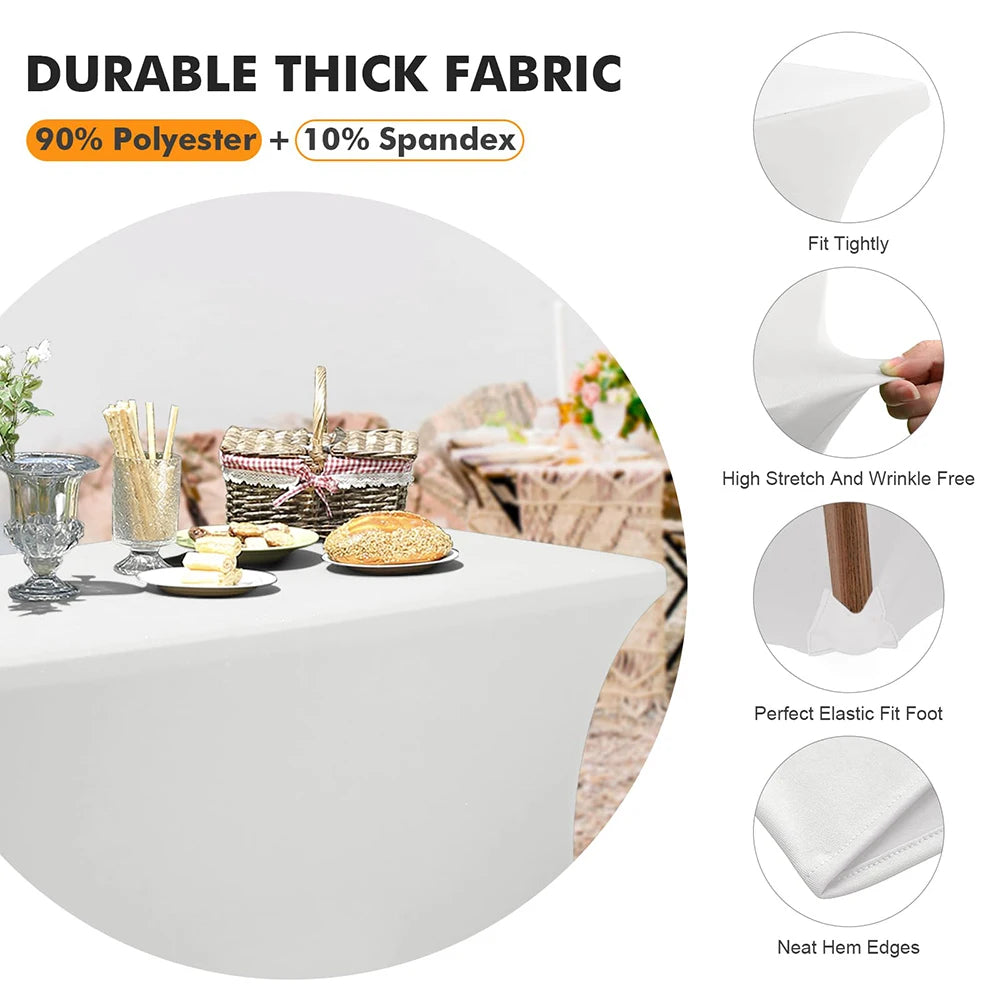 6FT Black Spandex Table Cloth Wrinkle Resistant Cover - Smarsty