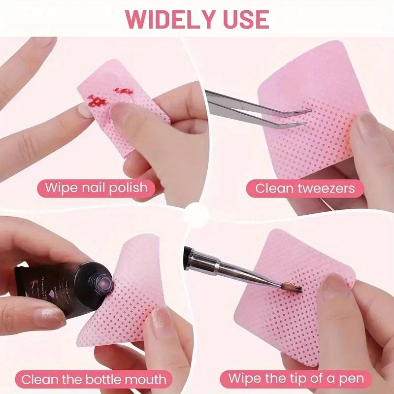 20/600pcs Lint-Free Nail Wipes Gel Cleansing Tissues Aluminum-Free Nail Polish Remover Pads for NaiArt Beauty Cleaning Care Tool - Smarsty