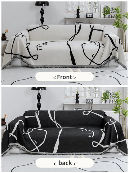 Black Chenille Sofa Cover for Dust Protection - Smarsty