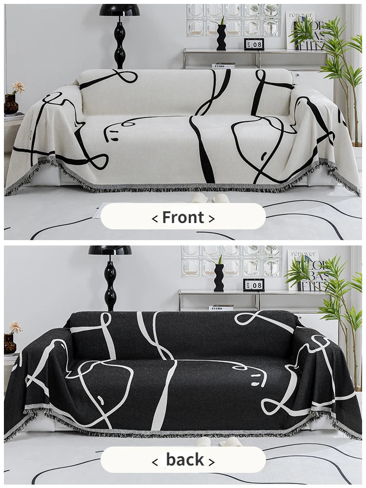 Black Chenille Sofa Cover for Dust Protection - Smarsty