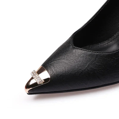 Women High Heel Metal Toe Cap Wear and Tear Concealer Anti-kicking Leather Shoes Point Protector Flat Shoe Tips Cap Accessorices - Smarsty