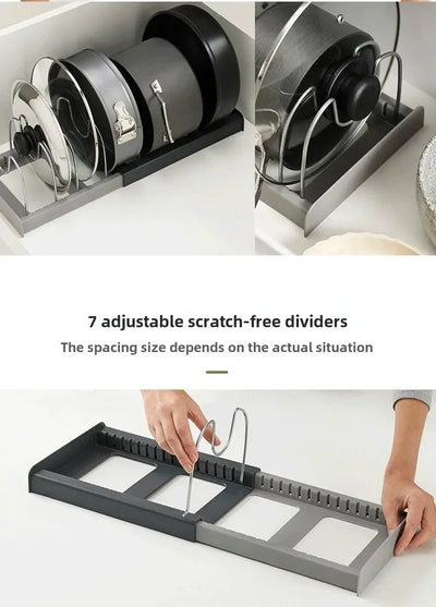 Expandable Pots and Pans Storage Rack for Cabinets Pot and Lid Holder with 6 Adjustable Shelves for Kitchen Organization Tools by Smarsty