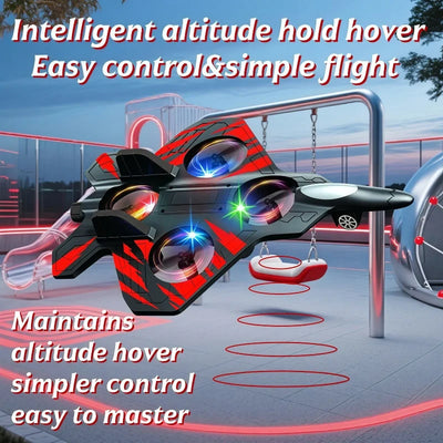 Glider Flying Helicopter RC Hobby Jet Plane 2.4G Stunt Remote Control Foam Fighter Airplane Toy With Light