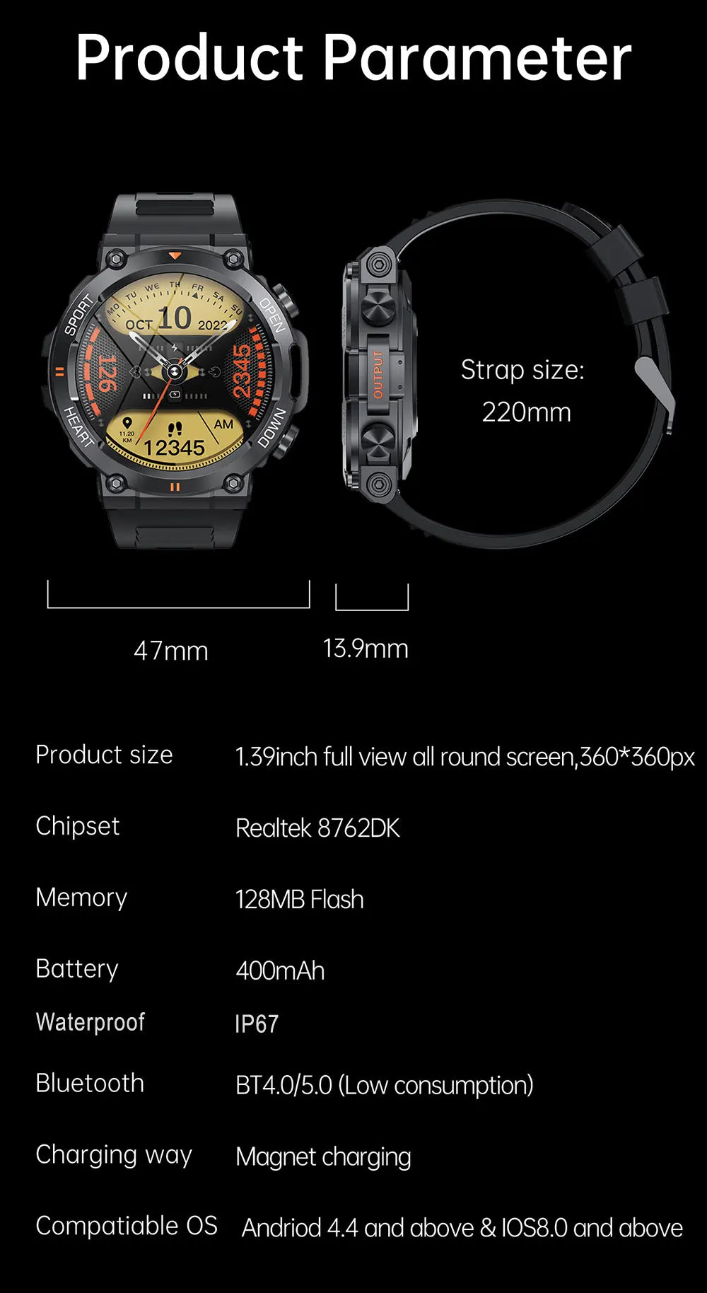 HD Bluetooth Call Smart Watch for Men Fitness Tracker - Smarsty