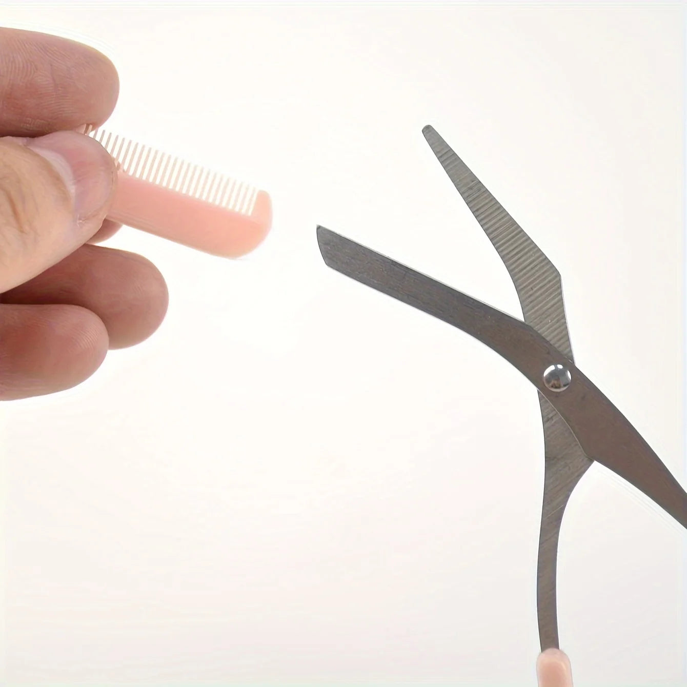 Pink Eyebrow Trimming Scissors with Built-In Comb - Smarsty