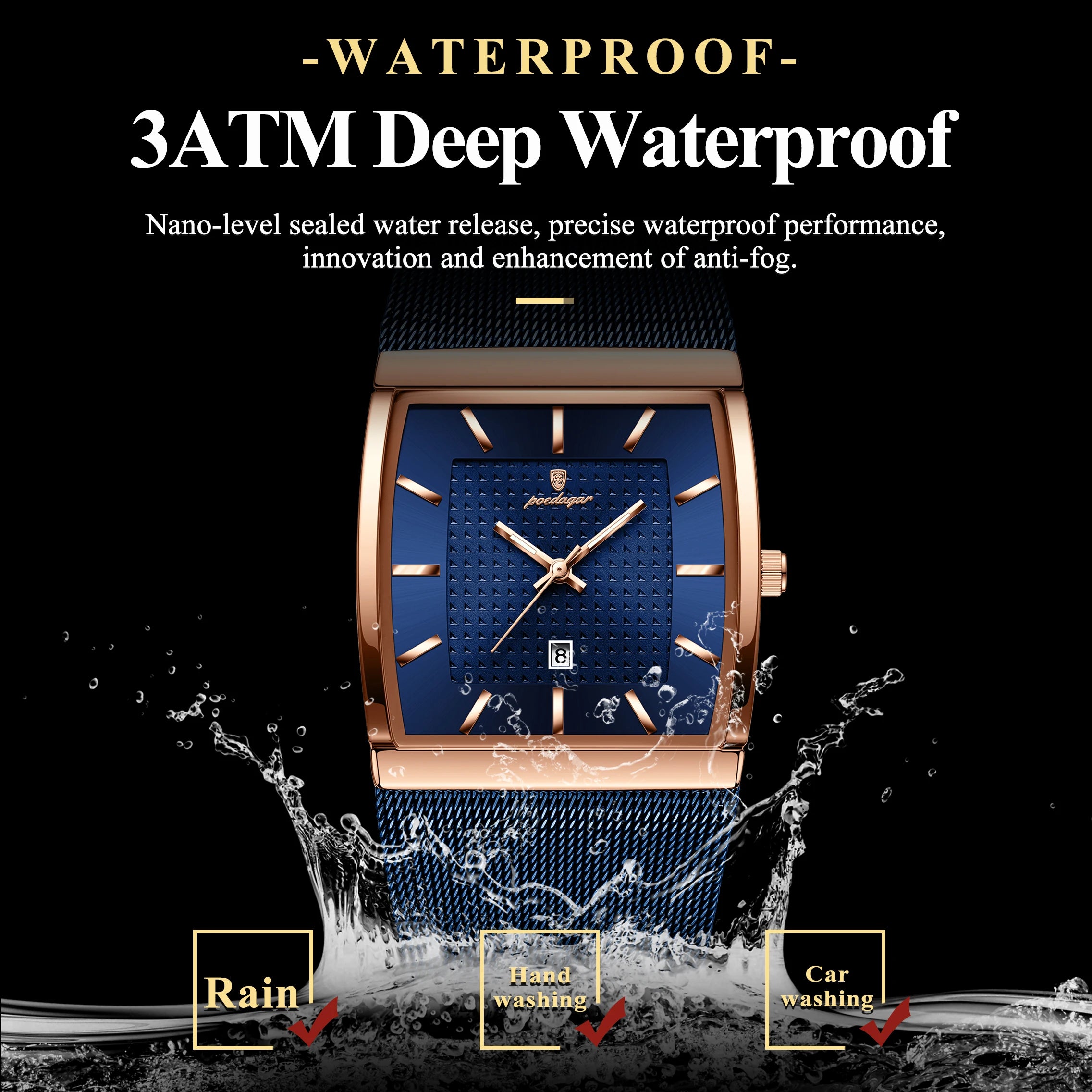 Men's Waterproof Quartz Watch with Luminous Date Feature - Smarsty