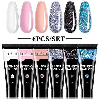 LILYCUTE Nail Gel Set with 6W LED Lamp for Quick Manicure - Smarsty