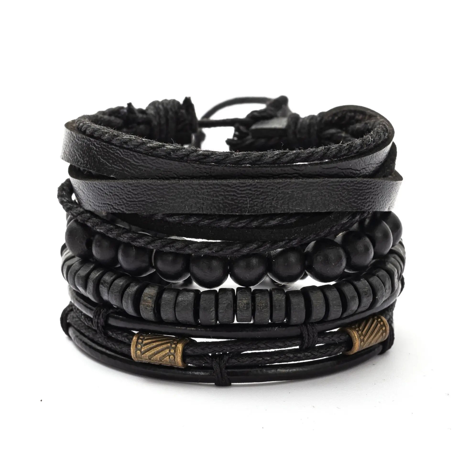 Vintage Multi Layer Wooden Beads Men's Bracelet Set - Smarsty