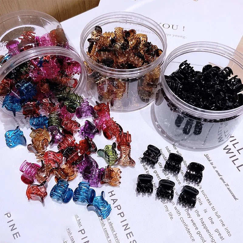 Mini Hair Claw Clips Small Black Transparent Secure - Smarsty